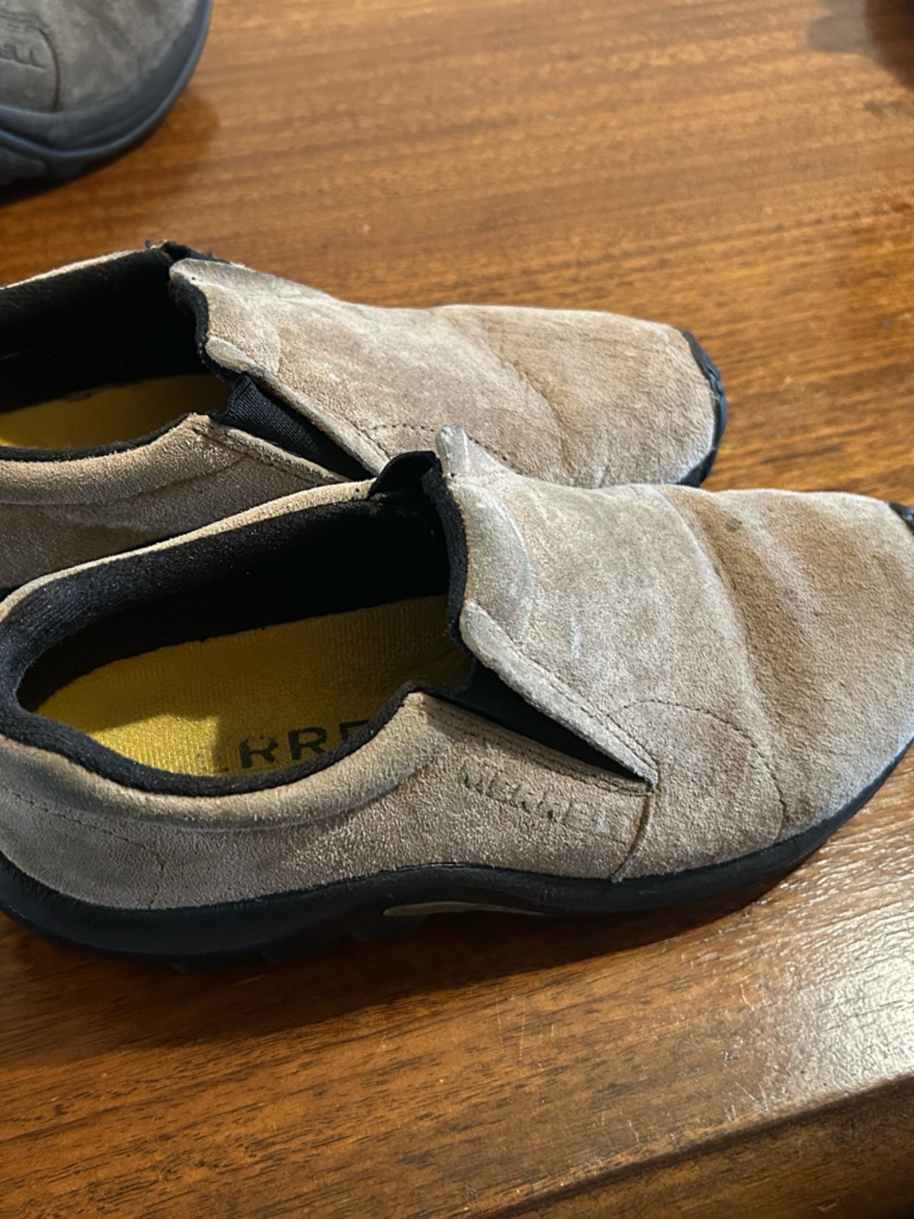 Merrell size 6 Women's Taupe Suede Slip-On Loafers